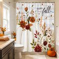 thumbnail image 6 of White Pumpkins Fall Shower Curtains for Bathroom, Thanksgiving Floral Botanical Grey Wood Waterproof Fabric Shower Curtain, Decorative Bathroom Curtain for Bathtub, 72"x84", No Hooks Included, 6 of 9