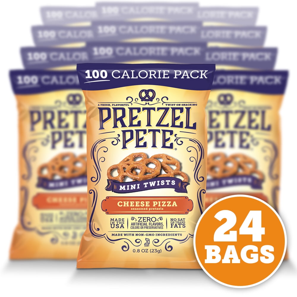 Pretzel Pete 100 Calorie Cheesy Pizza Mini Pretzel Twists, 24 Ct (8 Oz