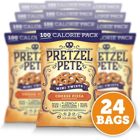 Pretzel Pete Mini Twist Pretzels, 100 Calorie Pack, Cheesy Pizza, .8 Oz, Pack of (Best Zero Calorie Snacks)