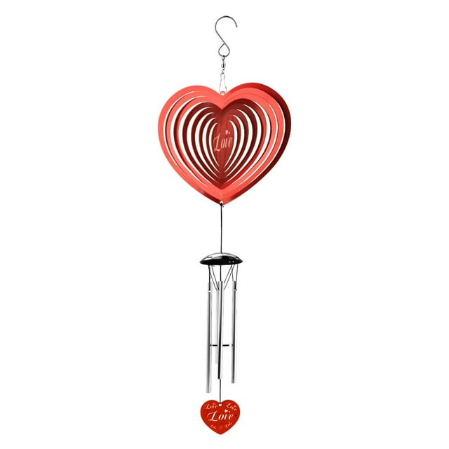 Campana de viento, decoración del día de San Valentín, de viento que cambia de color, campana de viento para fiesta, día de la madre, , Corazón rojo