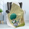 thumbnail image 4 of Donkey Soft Flannel Fleece Blanket, Cartoon of Nasreddin Hodja Riding the Donkey Backwards Famous Anatolian Fable Theme, Cozy Plush for Indoor and Outdoor Use, 70" x 90", Multicolor, by Ambesonne, 4 of 5