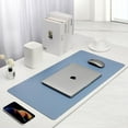 thumbnail image 3 of Leather Desk Pad Protector, 31.5" x 15.7" Waterproof Mouse Pad Desk Mat, Non-Slip PVC Leather Desk Blotter Laptop Desk Pad Writing Pad(Sky Blue), 3 of 7