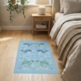 thumbnail image 3 of ODIKA 2'x3' Washable Accent Rug Animals Whale Turtle Cute Cartoon Bubble Ocean Nautical Border for Bedroom, Nursery, RV, Pet Friendly, Bedside Mat, 3 of 7