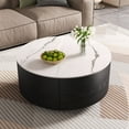 thumbnail image 5 of Harper & Bright Designs Modern Round Coffee Table with Drawers, Movable Wood Center Table with Casters, Black, 5 of 14