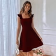 thumbnail image 4 of Vestido Corto con Lazo y Espalda Descubierta para Mujer, Modelos de Verano, Vestidos Halter, Vestidos de Fiesta Vino Tinto M, 4 of 8