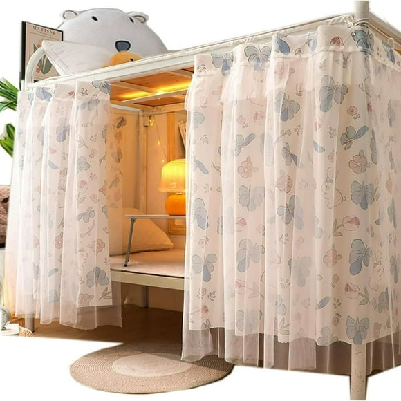 LEEYNEERDorm Home Bunk Nets Bed Curtains Cloth Bed Canopy Blackout College Students Shading Nets Breathable Single Sleeper