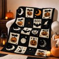 thumbnail image 3 of Qiulaii Vintage Patchwork Halloween Flannel Throw Blanket, Soft Cozy Flannel Sofa Bed Cover, Lightweight Decorative Blanket for Indoor Leisure, Halloween Party Farmhouse Home Decor, (A), 3 of 7