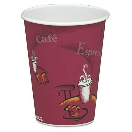 SOLO 378SI Bistro Design Hot Drink Cups, Paper, 8oz, Maroon, 50/Bag, 20 Bags/Carton