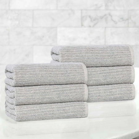 Superior Destin Viscose Cotton Blend Medium Weight Hand Towels, Set of 6, Platinum
