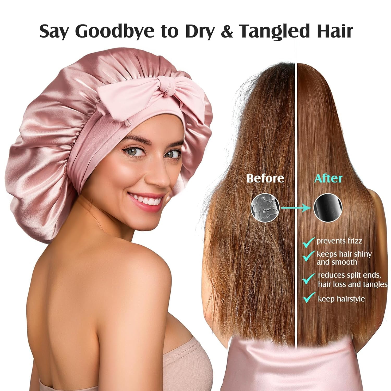 100% Mulberry Silk Bonnet for Sleeping Women - Double Layer Silk Hair Wrap – Non-Slip Silk Turban - Hair Silk Bonnet for Sleeping Women - Silk Cap for Sleeping