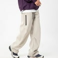 thumbnail image 1 of Pantalones largos para hombre, estilo exterior, a la moda, impermeables, lisos, informales, con cintura elástica y bolsillos, pantalones cargo para hombre., 1 of 6