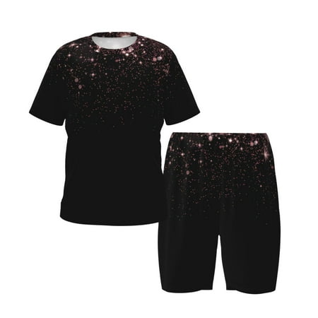 Picia Sparkling Pink Night Sky Printed Boys  Kids-PJ Snug Fit Cotton Short Sleeve Top and Shorts 2 Piece Pajama Set-Large