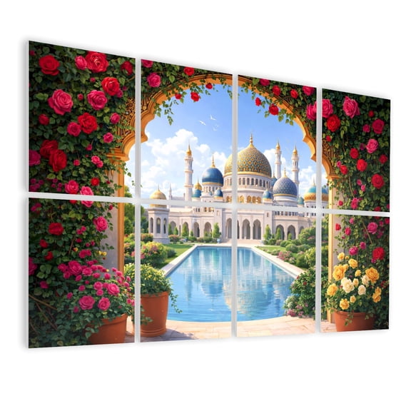 8 Pack Art Acoustic Panels Sound Absorbing Majestic Colorful Domes Trippy Roses Decorative Soundproof Wall Panels Self Adhesive for Nursery Game Room Bedroom 48"x32"
