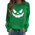 thumbnail image 5 of WEIWEN Halloween Sweatshirt for Women 2026 Funny Pumpkin Face Printed Crewneck Long Sleeve Tops Women's Clothing Dressy Casual Fall Outfits for Women Sweaters Green, S, 5 of 6