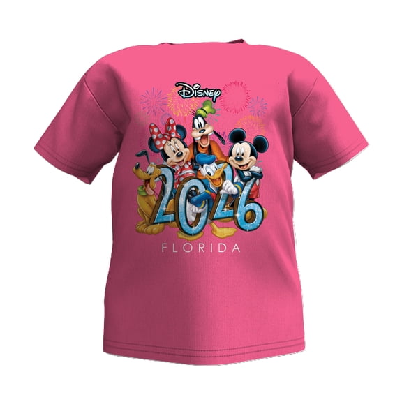 Disney Mickey & Friends 2026 Florida Pink Toddler Tee Shirt, 2T-4T (Girl's)