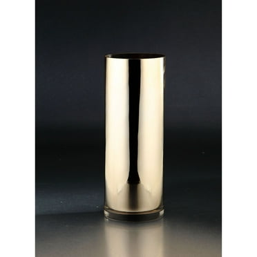 CC Home Furnishings 15.5" Metallic Gold Cylinder Glass Vase