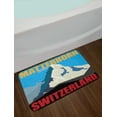 thumbnail image 2 of Switzerland Bath Mat, Mount Matterhorn Monte Cervino Peak Silhouette Poster Design, Plush Bathroom Decor Mat with Non Slip Backing, 29.5" X 17.5", Yellow Blue, by Ambesonne, 2 of 2