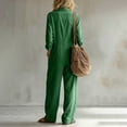 thumbnail image 6 of WULMLEO Wide Leg Romper Women Cotton Linen Workout V Neck Long Sleeve Button Front One Piece Jumpsuits Casual Oversized Dressy Office Overalls with Multi Pockets Green XL, 6 of 7