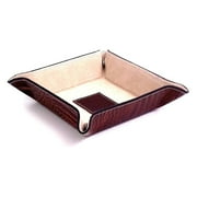 Bey-Berk International Change/Valet Tray, Brown "Croco" Leather, T.P.