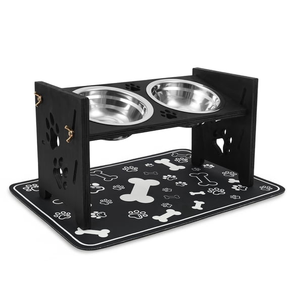 Raised Dog Bowl Adjustable Dog Feeding Station Elevated Feeding Station 2 Stainless Steel Bowl with Stand for Food and Water