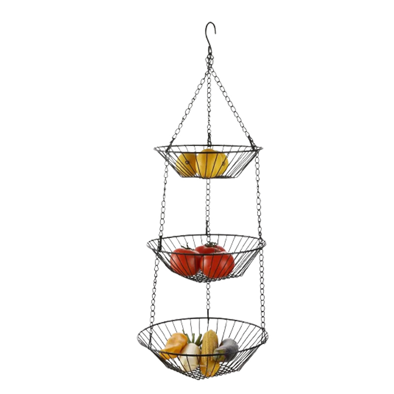 3 Layers Hanging Fruit Basket,Fruit and Vegetable Hanging Basket Iron