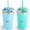 Blue and Green, variant on PopYum 13oz Insulated Stainless Steel Kids’ Cups with Lid and Straw, 2-Pack, Purple, Pink, stackable, sippy, baby, child, toddler, tumbler, double wall, vacuum, leak proof
