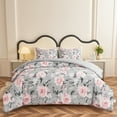 thumbnail image 5 of Koniroom 3-Piece Pink Floral Comforter Set King Size - Romantic Rose Pattern Bedding with Pillow Shams, Soft and Reversible for All Seasons, 5 of 7