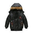 thumbnail image 2 of FRSASU Toddler Kids Winter Jacket Zipper Button Hooded Windproof Coat Black XXL, 2 of 4