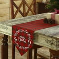 thumbnail image 3 of Table Runner Dresser Scarves Merry Christmas Holly Wreath Berry Cotton Linen Burlap Table Cover Green Red Lattice Tartan Table Runners for Family Kitchen Dining Holiday Party Banquet Decor, 3 of 5