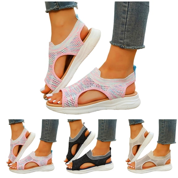 Dakaela Womens Orthopedic Walking Sandals Arch Support Ladies Walking Sport Athletic Sandal Open Toe Slip on Plantar Fasciitis Casual Shoes Beige 6