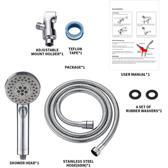 High Pressure Handheld Shower Head with On/Off Switch,5 Spray Modes,Built-in Pressure Washer for Bathtubs,Pet Cleaning,Chrome