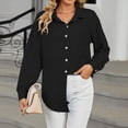 thumbnail image 2 of GigrtiJin Women's Long Sleeved Collar Shirt Button down Solid Color Casual Shirts Fashion Casual Going out Tops, 2 of 8