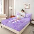 thumbnail image 4 of Manfei Initial Ombre Butterfly H 4 Pieces Queen Sheet Sets for Female Men Women,Purple Bling Glitter Ultra Soft Flat Sheet,Dreamy Princess Queen Fitted Sheet,Microfiber Bedroom Decor, 4 of 7