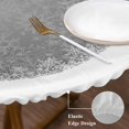thumbnail image 3 of Grey Christmas Snowflake Round Tablecloth, Fitted Table Cover with Elastic for 36"-44" Round Tables, Xmas Winter Modern Textured Table Cloth Outdoor Indoor Dinning Party Waterproof Tablecloths, 3 of 7