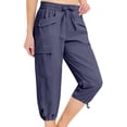 thumbnail image 3 of Capris for Women Quick Dry Elastic Waist Straight Leg with 6 Pockets Lightweight Casual Summer Hiking Pants, 2XL, 3 of 7