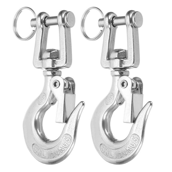 Uxcell 3/16" Clevis Slip Hook, 2 Pack 304 Stainless Steel Clevis Chain Grab Hook 331lb Capacity Heavy Duty Safety Chain Hooks with Safety Latch for Trailer Truck Transport