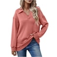 thumbnail image 1 of Sweat à Manches Longues Thermique pour Femmes avec Col en V Couleurs Unies, 1 of 4