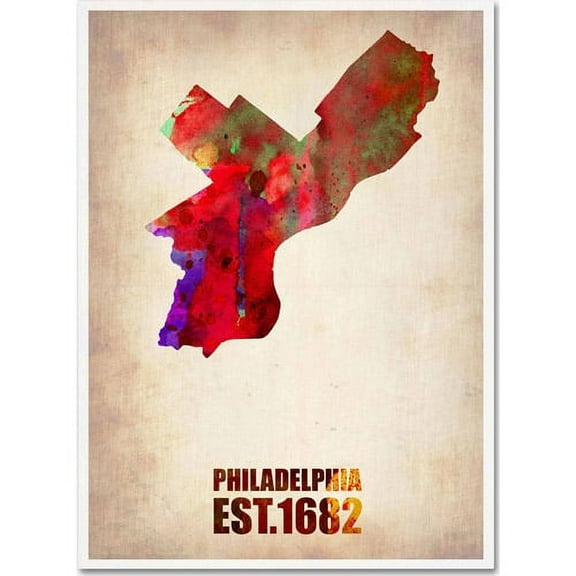 Trademark Fine Art "Philadelphia Watercolor Map" Canvas Art by Naxart