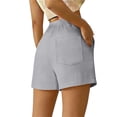 thumbnail image 5 of Womens Dress Shorts Casual 2026 Summer Elastic High Waist Button Shorts Pleated Beach Vacation Clothes (Light Gray,M）, 5 of 6