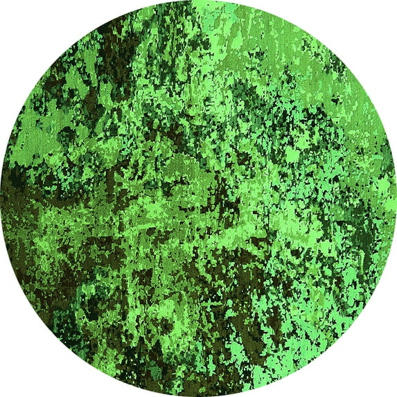 Ahgly Company Indoor Round Oriental Green Industrial Area Rugs, 3' Round