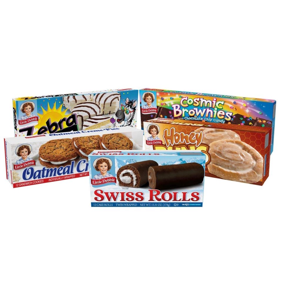 Little Debbie School Snacks Oatmeal Cream Pies Cosmic Brownies Swiss 1853