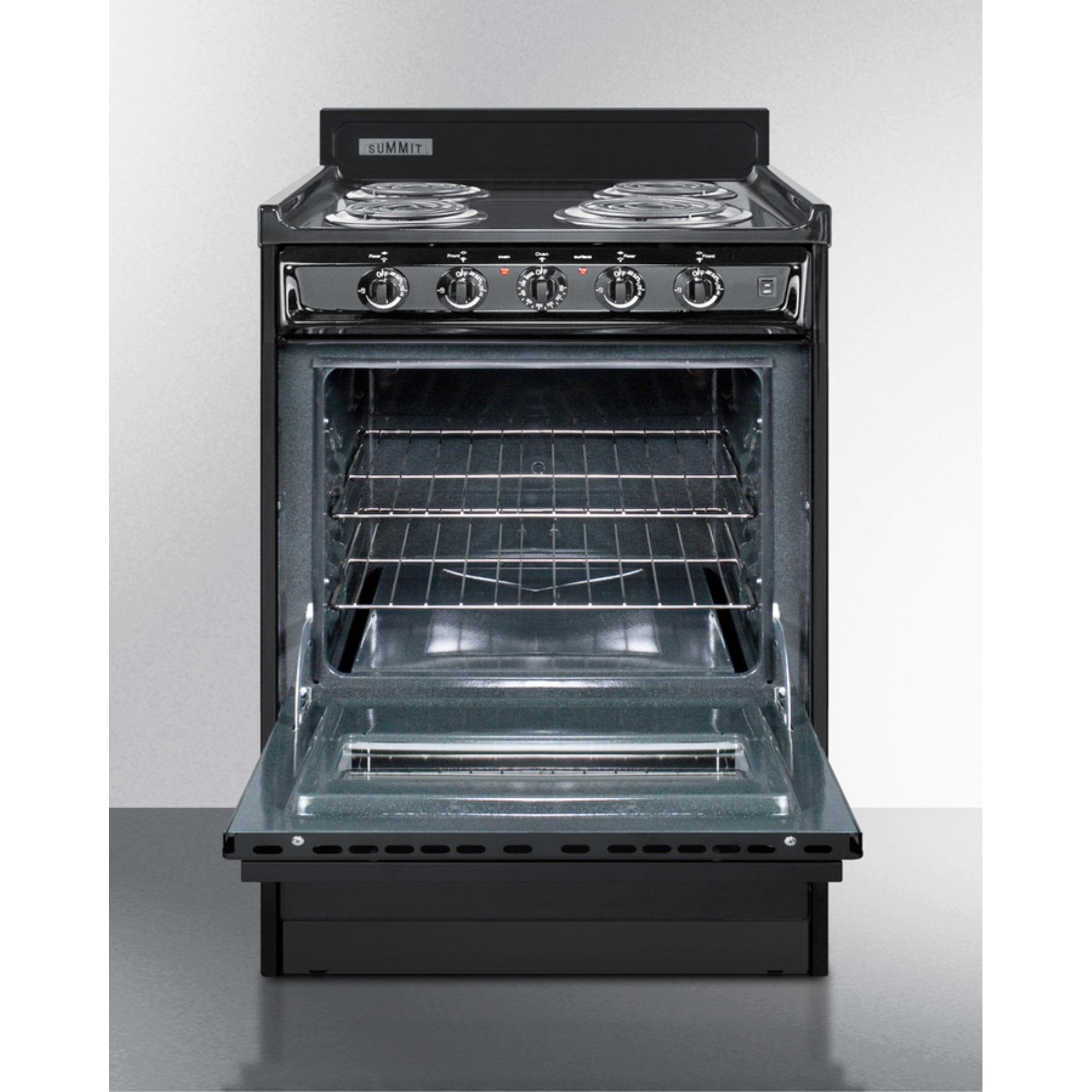 Summit TEM610CW 24''W 4-Burner Electric Coil Range - Black/Black