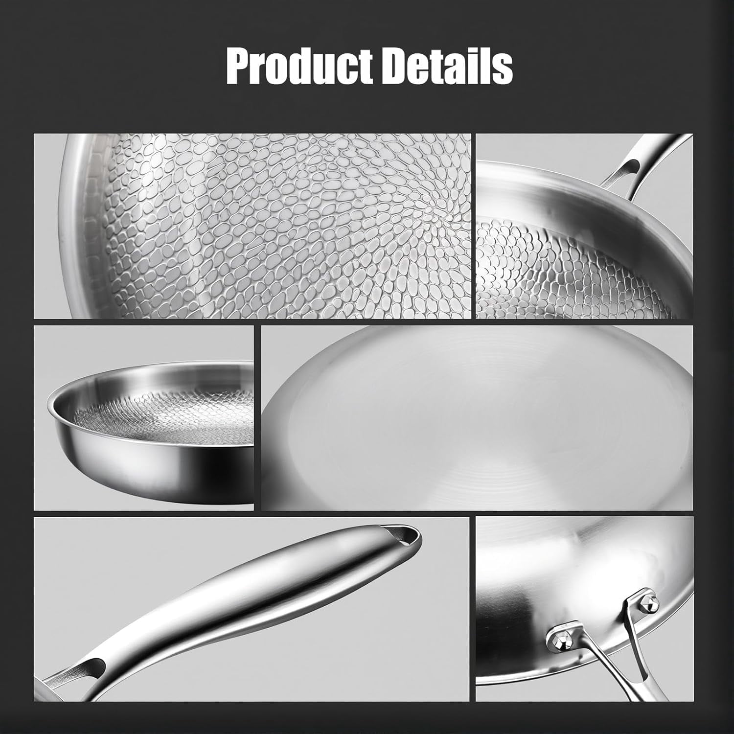 Titanium Hammered Pan Pro with Lid, 2025 Ultra Durable Pure Titanium Nonstick Frying Pan, Multifunctional Non Stick Frying Pans (XL/11.81 in)