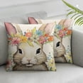 thumbnail image 2 of COMIO Spring Easter Pillow Covers Set of 2 Cute Bunny Rabbit Floral Easter Decorations Watercolor Pink Flower Butterfly Decorative Throw Pillow Cases Outdoor Farmhouse Decor for Sofa Couch Bed, 2 of 6