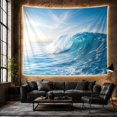thumbnail image 6 of Curling Turquoise Wave Under Wispy Clouds, Energetic Coastal Style for Ocean Lovers, Surf Wall Decor, Housewarming Gift, Tapestry Wall Hanging for Bedroom and Living Room, 6 of 7