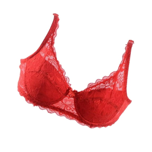 ROMANSENTIAL Lace Bras for Women Red Color Ultrathin Design Feature with Three Rows of Buckles 1Pack