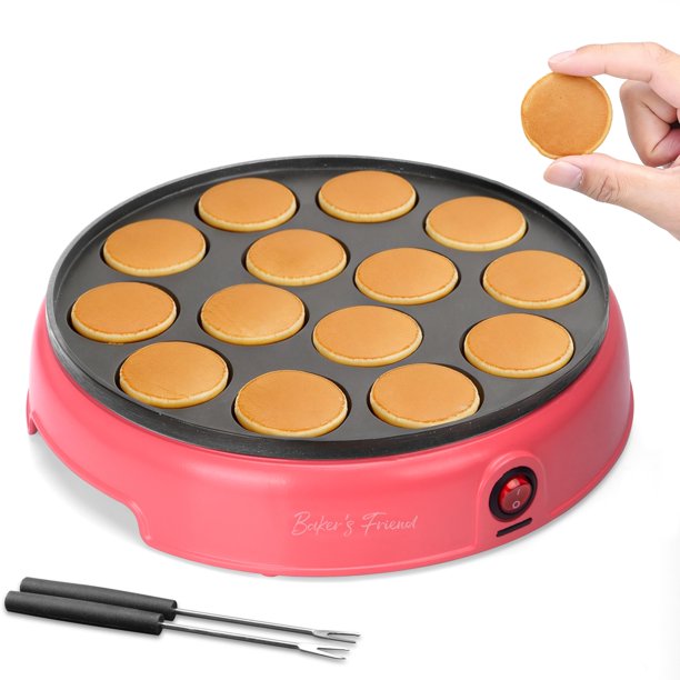 Máquina para hacer mini panqueques Baker's Friend, parrilla mini holandesa para panqueques, sartén eléctrica para poffertjes de 14 agujeros, ideal para desayuno, bocad