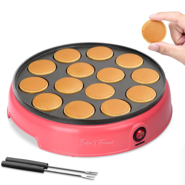 Máquina para hacer mini panqueques Baker's Friend, parrilla mini holandesa para panqueques, sartén eléctrica para poffertjes de 14 agujeros, ideal para desayuno, bocad