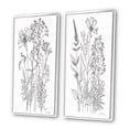 thumbnail image 3 of Designart "Minimalist Drawing Wildflowers on White IV" Wildflowers Framed Wall Art Set Of 2 - Traditional White Framed Canvas Set For Living Room Decor, 3 of 6