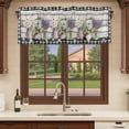 thumbnail image 6 of Spring Floral Curtain Valances for Windows, Kitchen Valance Window Treatments Panel 2 Pack, Pastoral Bottle Flowers Wood Black Plaid Rod Pocket Short Curtains for Bathroom Bedroom 42 x 12 Inch, 6 of 8